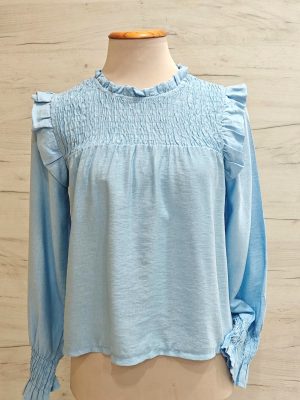 blusa volante sky azul