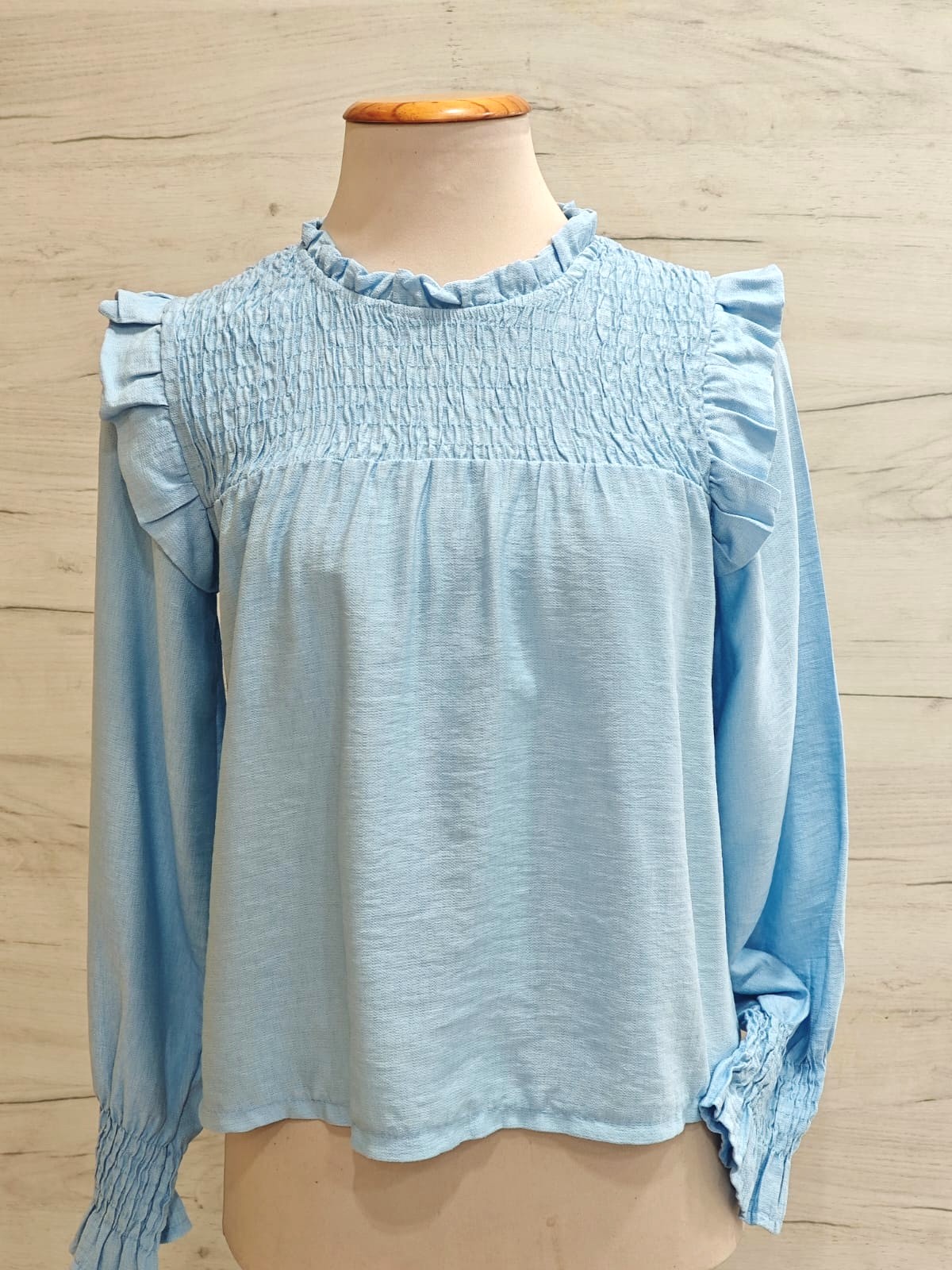 blusa volante sky azul