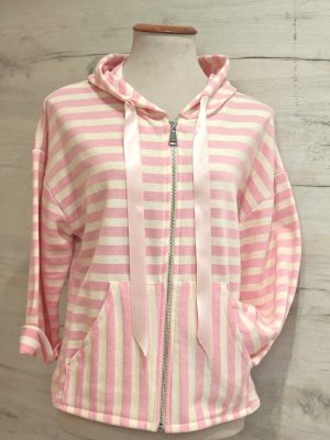 chaqueta sudadera stripes rosa
