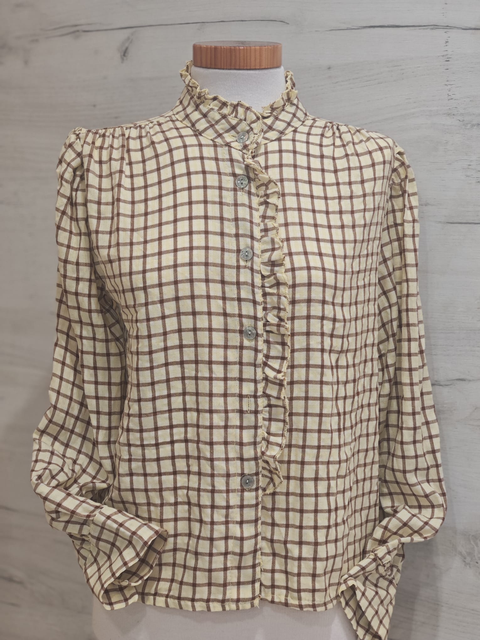 Blusa Cuadros Vintage Amarilla