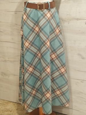 Falda Larga Cuadros Antelina Turquesa
