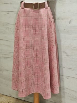 Falda Midi Bolsillos Rosa