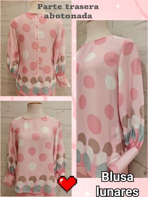 blusa rosa lunares