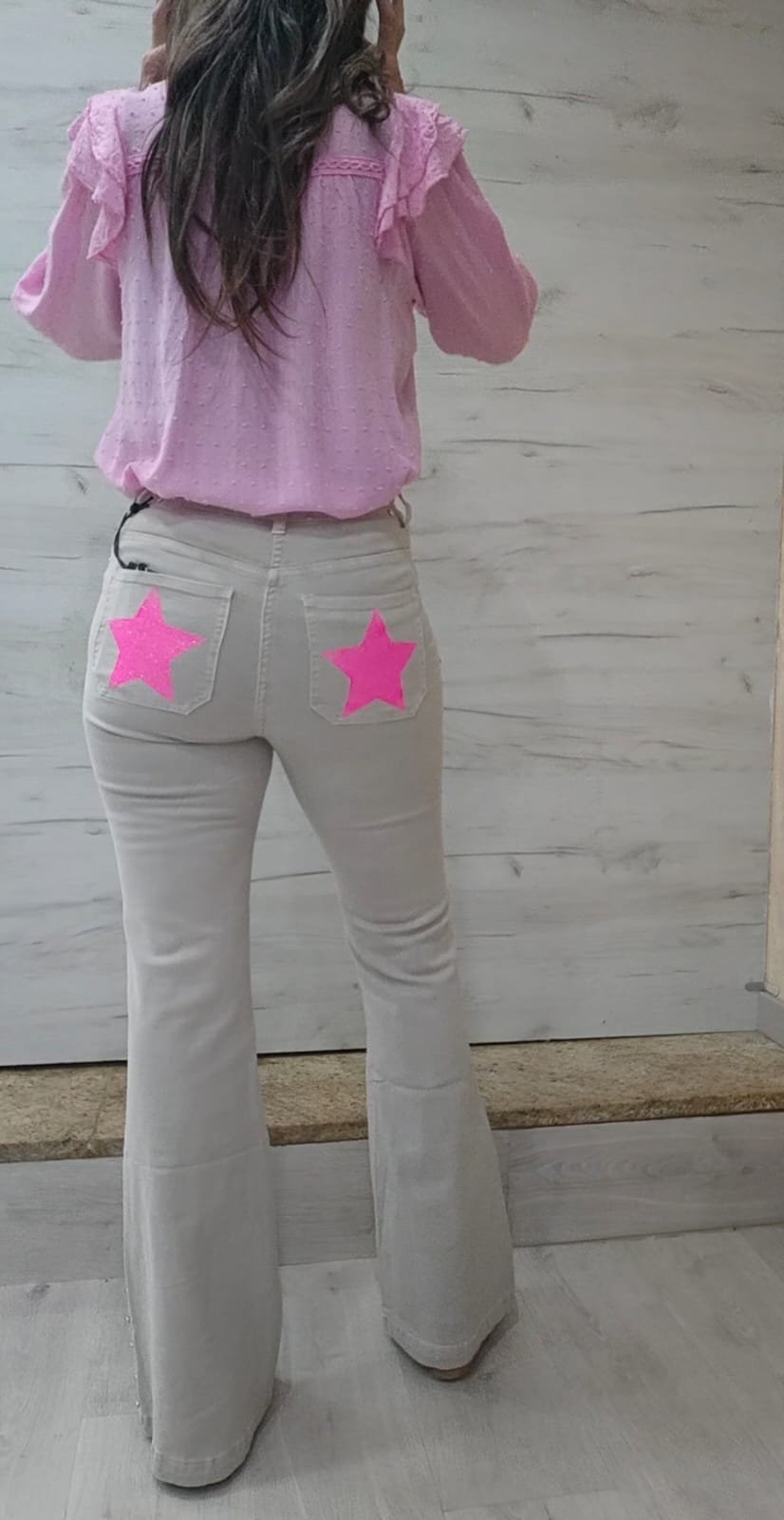 Vaquero beige tachuelas y estrellas - Imagen 2