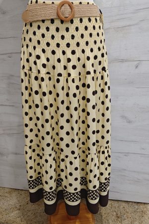 Falda larga amarilla topos