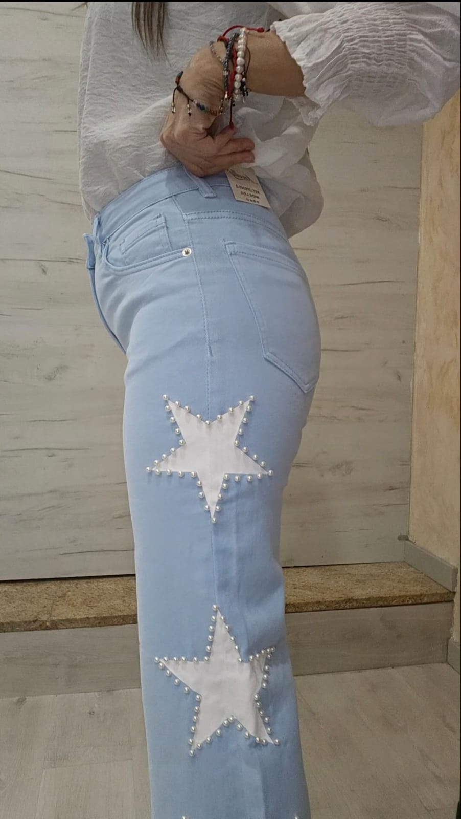Vaquero celeste estrella blanca perlas - Imagen 3