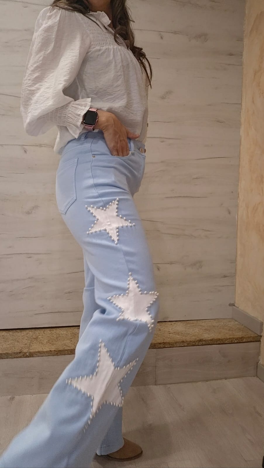 Vaquero celeste estrella blanca perlas - Imagen 2