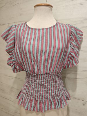 top rayas turquesa