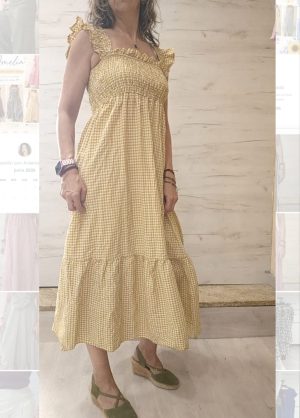 vestido cuadros moztaza