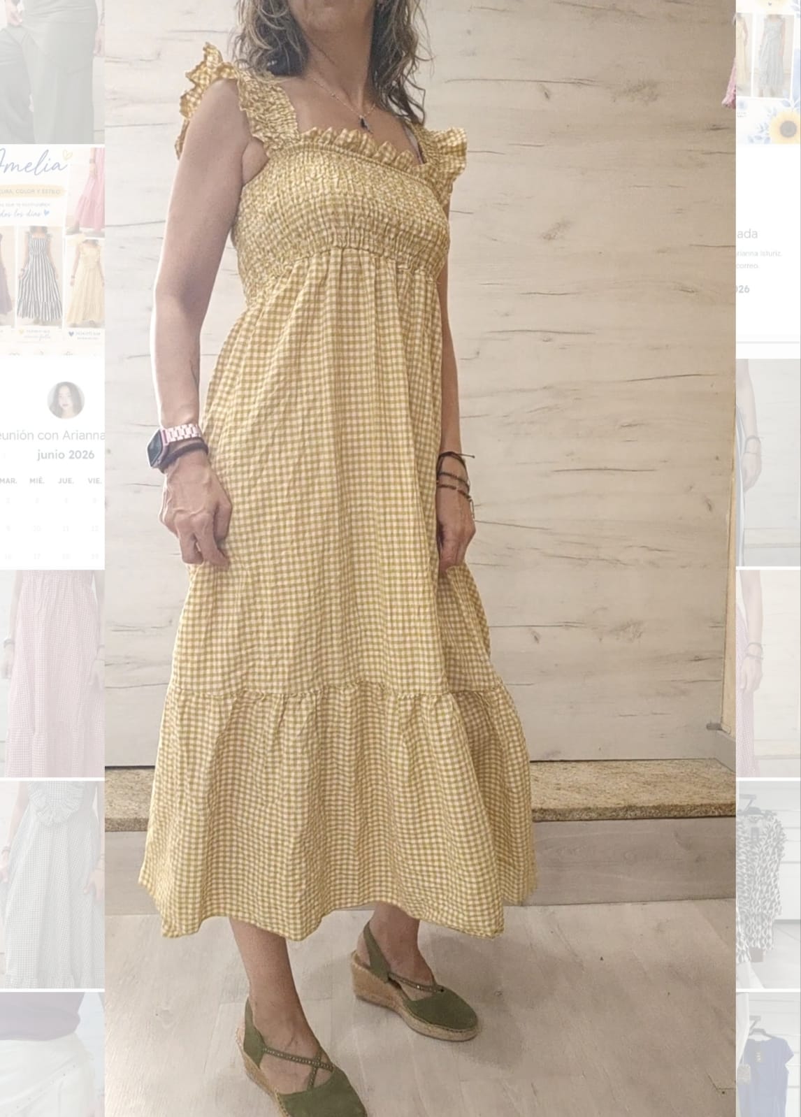 vestido cuadros moztaza