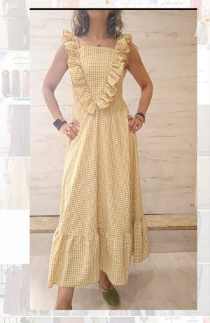 vestido triangulo cuadros moztaza