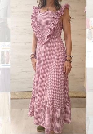 vestido triangulo cuadros cereza